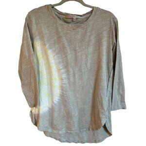 Fresh Produce Gray Tie Dyed Tunic Comfy Loose Fit Hi Lo Curved Hem Size Small